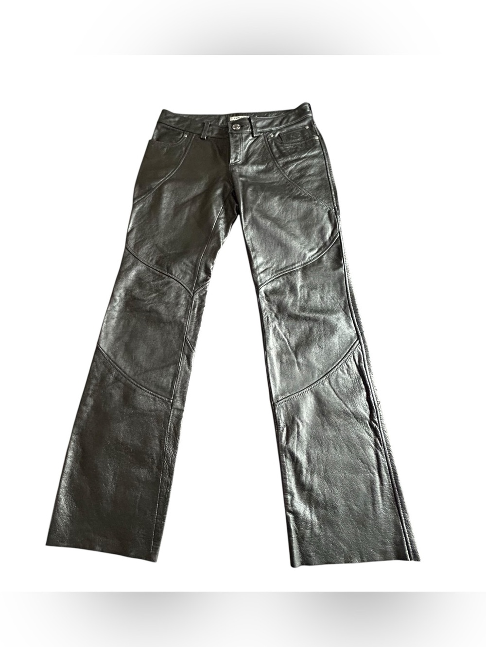 Harley-Davidson Black Faux Leather Flare Jeans - Women's Wide Leg